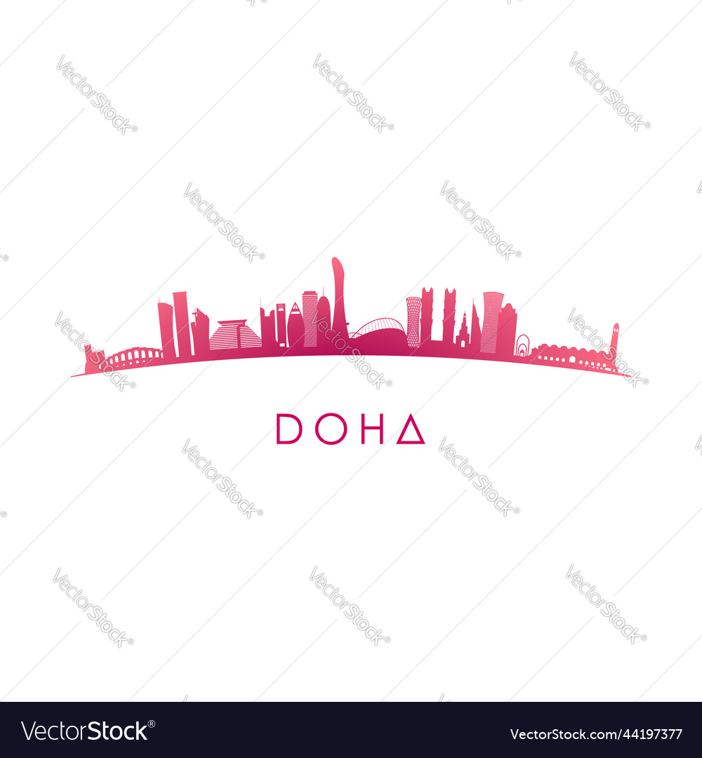 Doha skyline silhouette cityscape panorama Vector Image