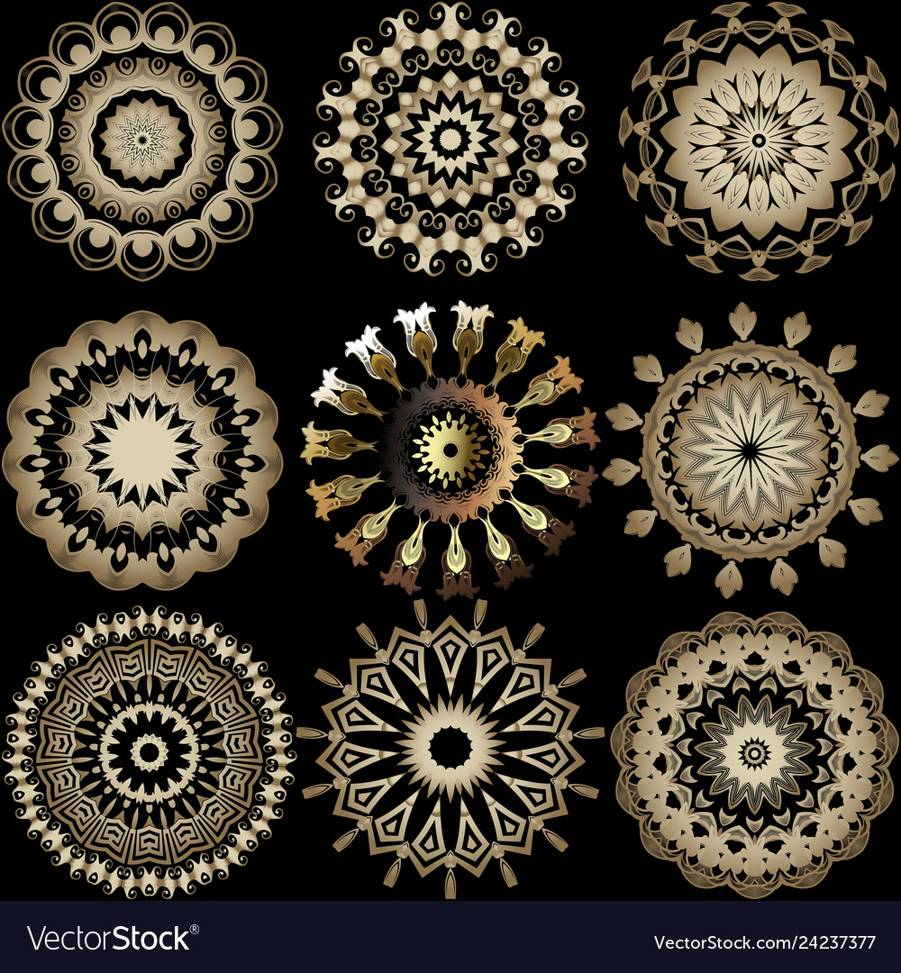 Greek ornamental round mandala patterns set Vector Image