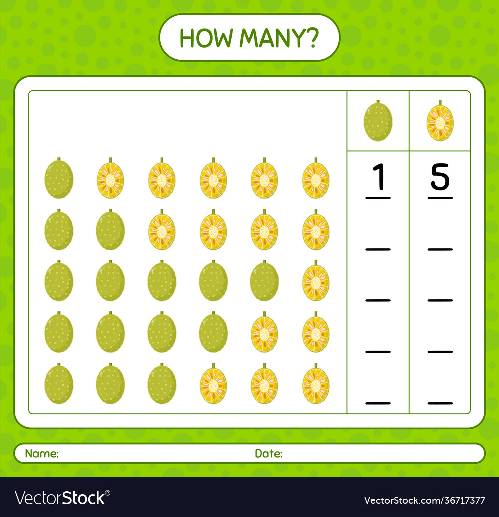 How many counting game with jackfruit worksheet