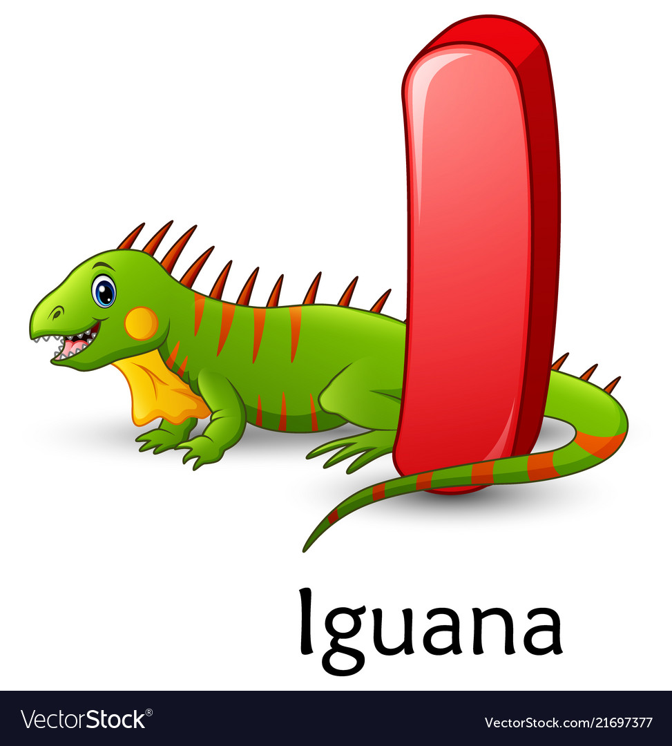 Letter i is for iguana cartoon alphabet Royalty Free Vector