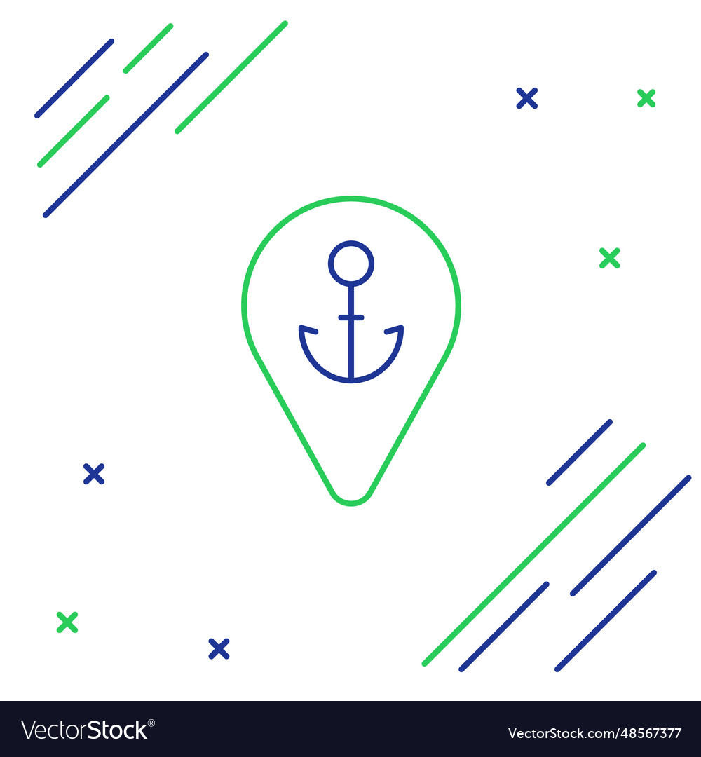 Line map pointer with anchor icon isolated vector image Line map pointer with anchor icon isolated