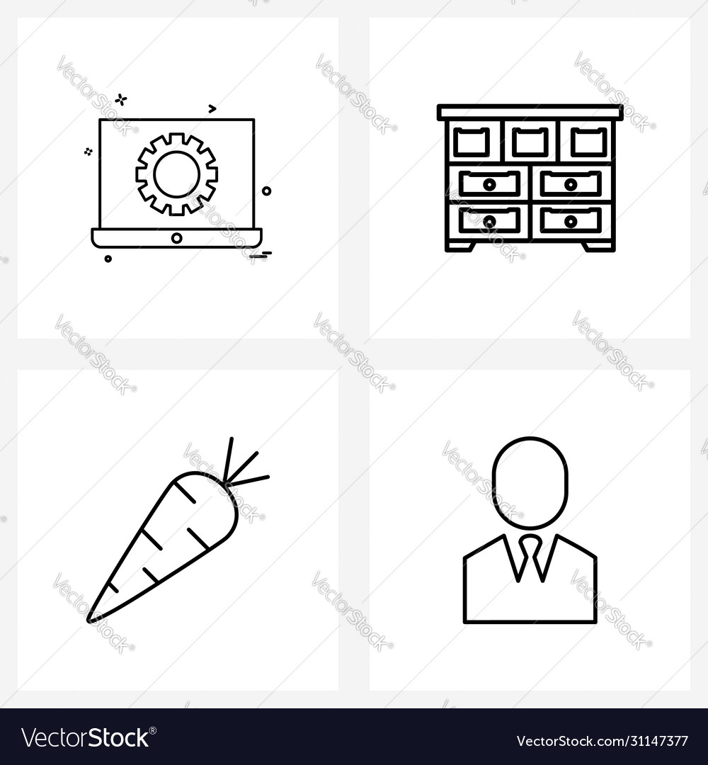 Modern style set 4 line pictograph grid based