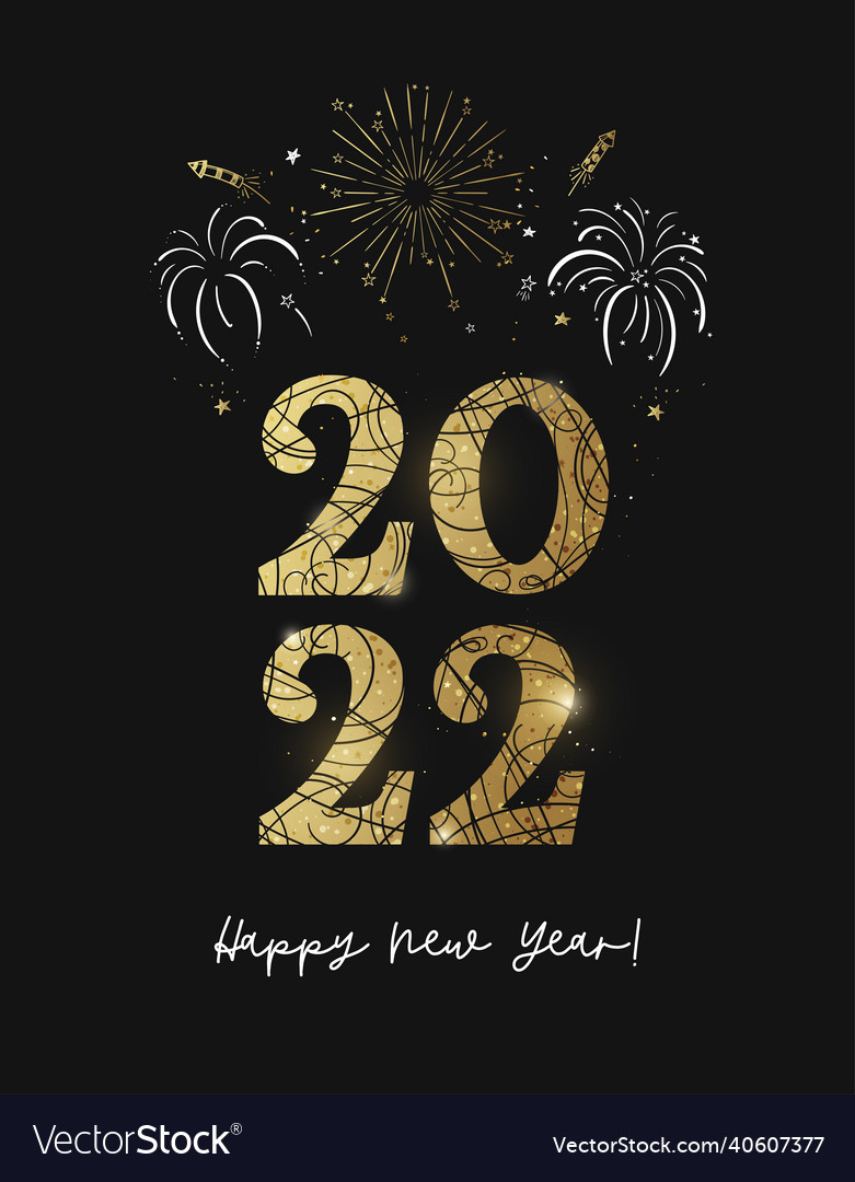 New years template with gold and glitter font Vector Image