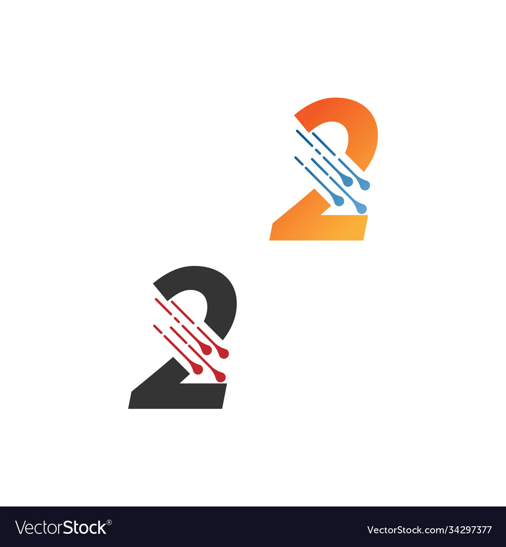 Number 2 simple tech logo with circuit lines