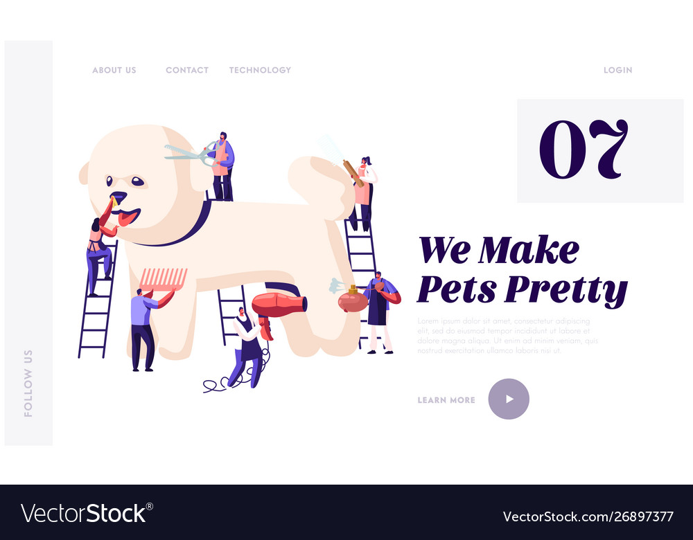 Pet hair salon website landing page styling Vector Image