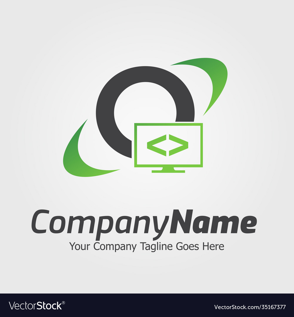 Programming code and computer monitor logo