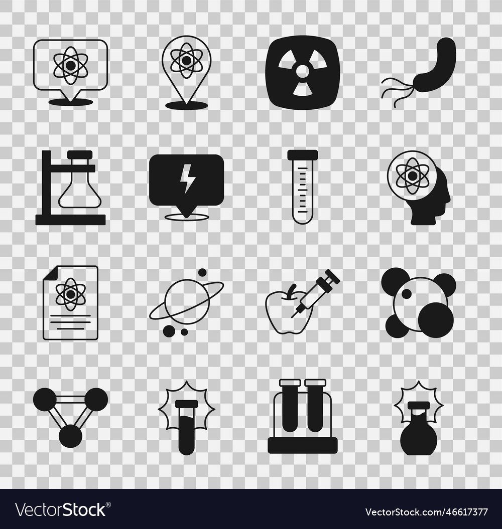 Set explosion in the flask molecule atom vector image Set explosion in the flask molecule atom
