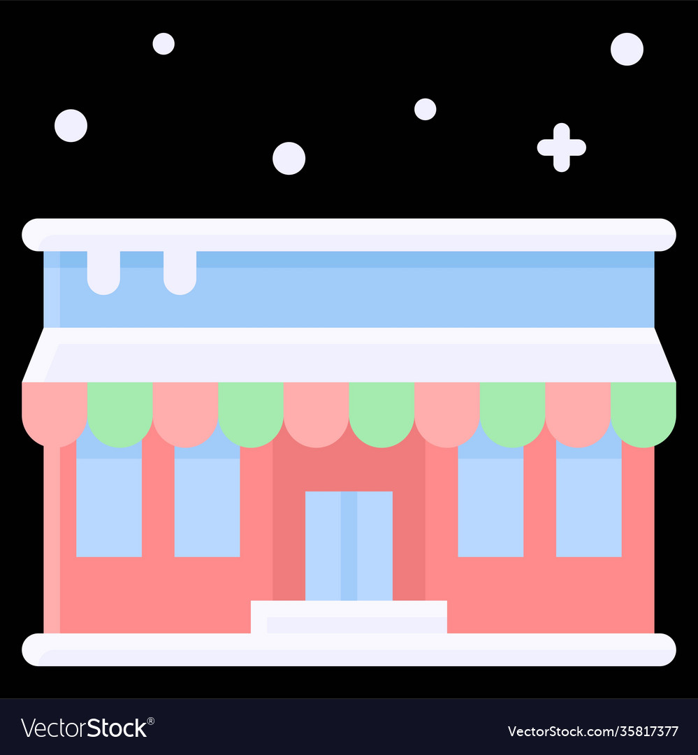 Shop building icon winter city related