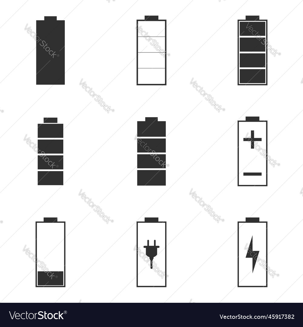 Battery icons set Royalty Free Vector Image - VectorStock