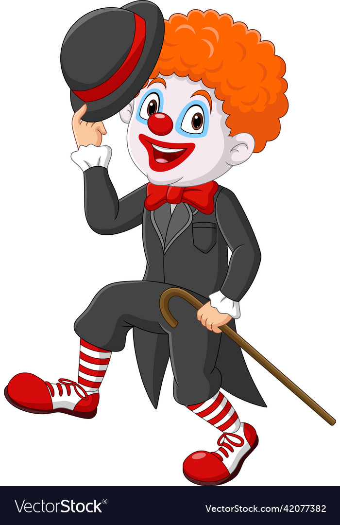 Cartoon clown with hat and stick Royalty Free Vector Image