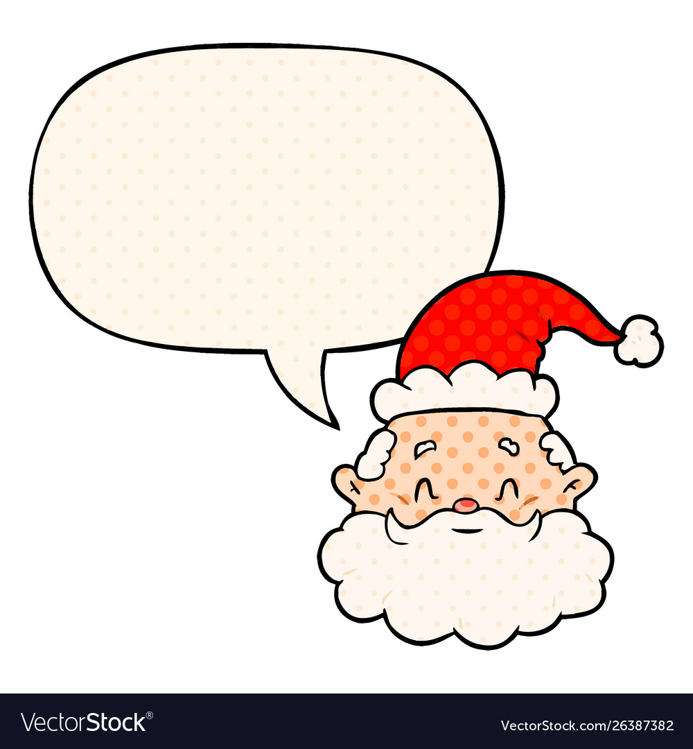 Cartoon santa claus face and speech bubble