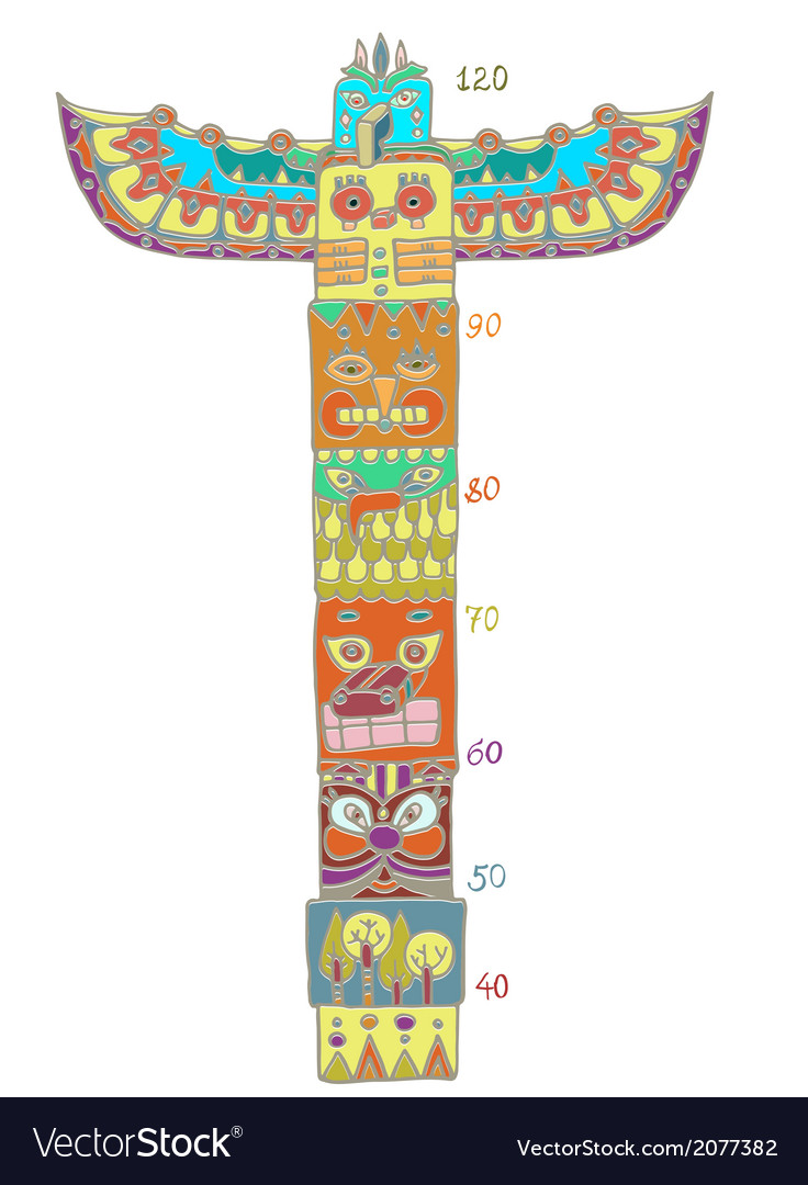 Colorful totem pole with height scale Royalty Free Vector