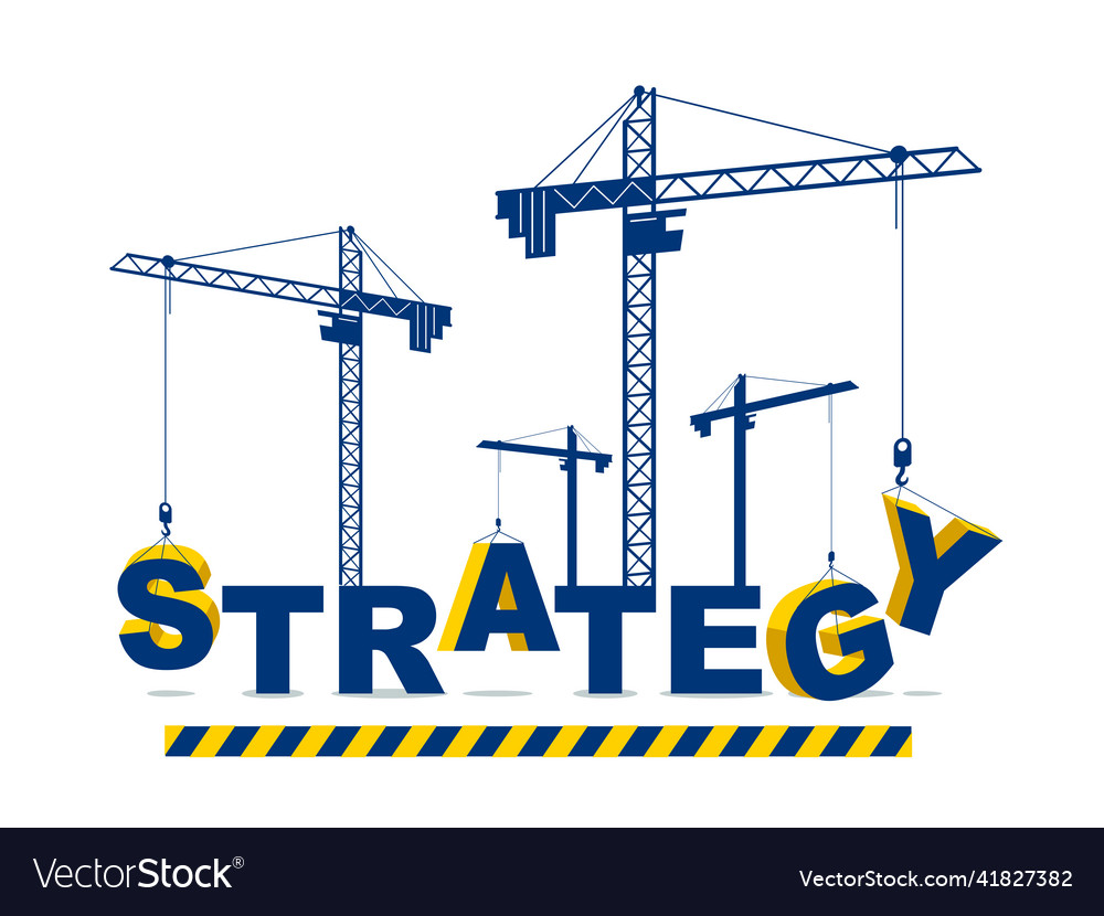 Construction cranes builds strategy word concept Vector Image