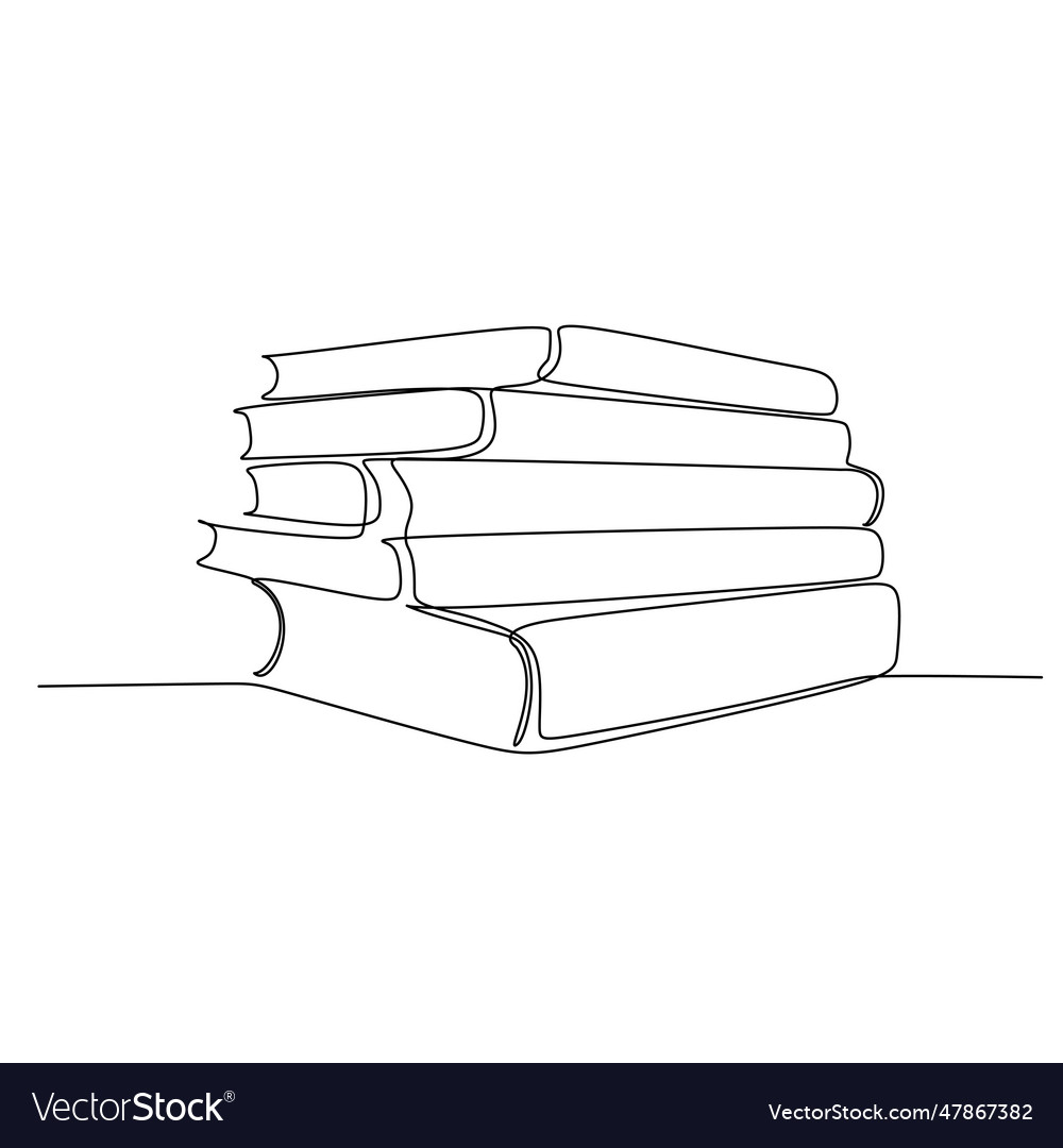 Continuous one line drawing of stack books