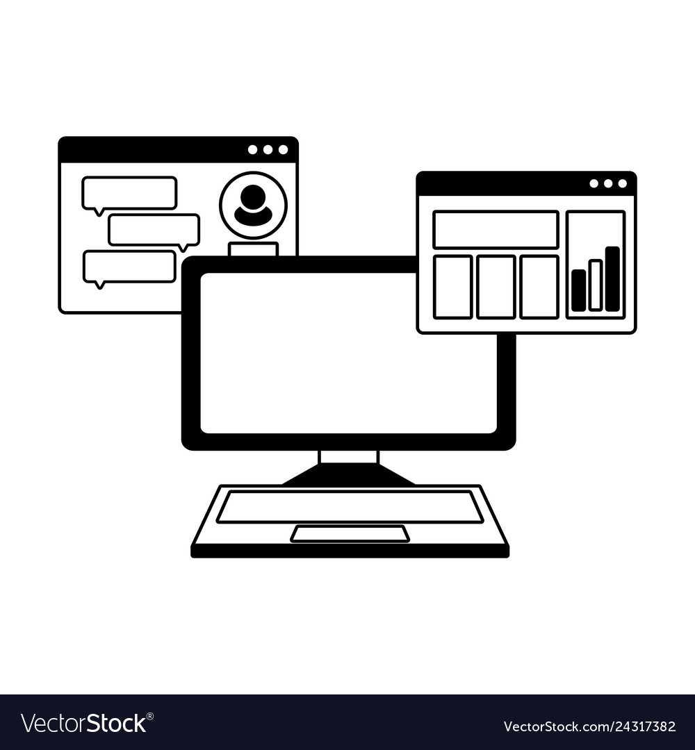 Desktop computer with webpage template vector image Desktop computer with webpage template