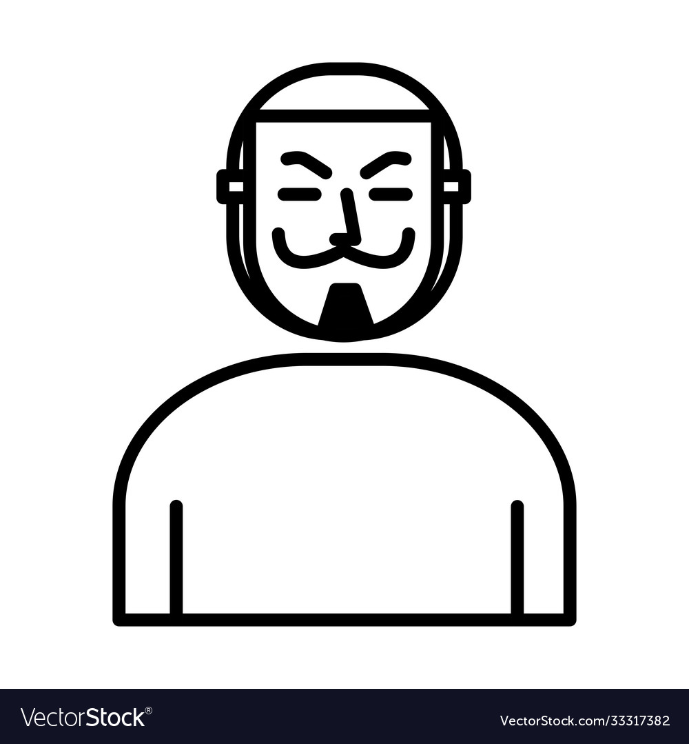 Mann mit salvador dali mask line style icon
