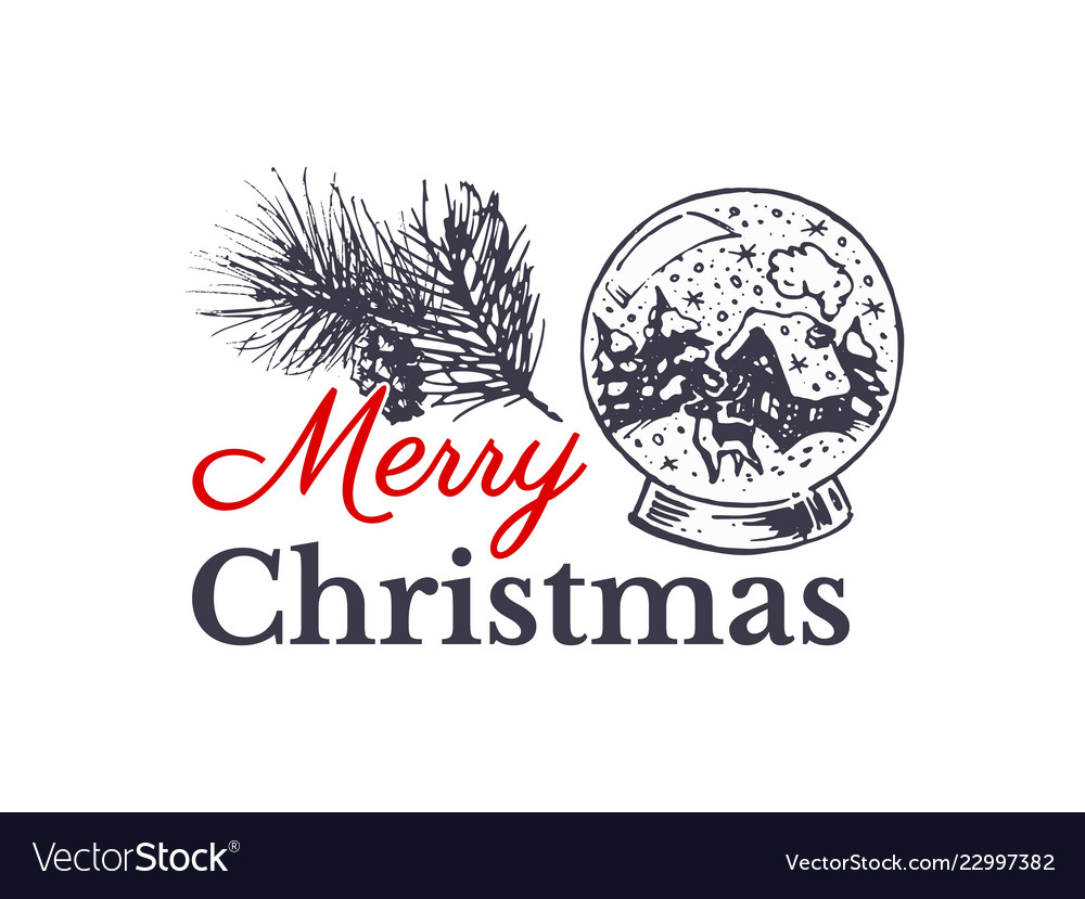 Merry christmas hand drawn card design