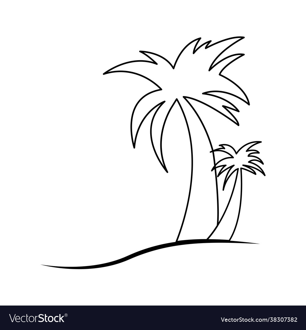 Palm tree line icon design template