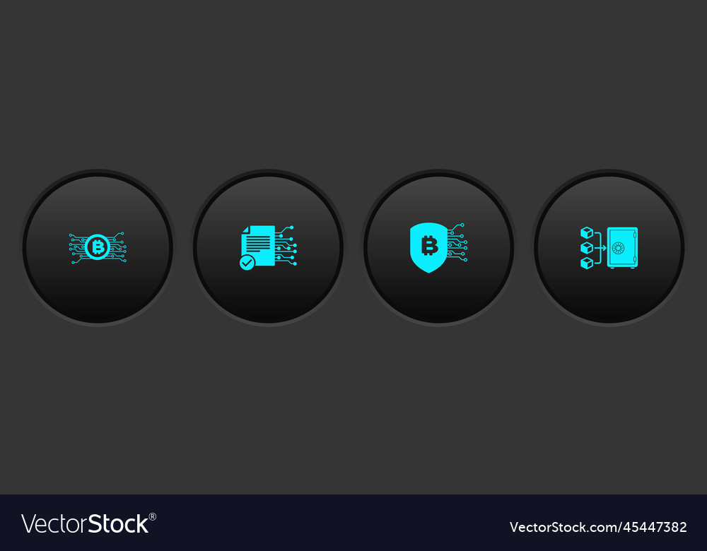 Set cryptocurrency bitcoin in circuit smart vector image Set cryptocurrency bitcoin in circuit smart