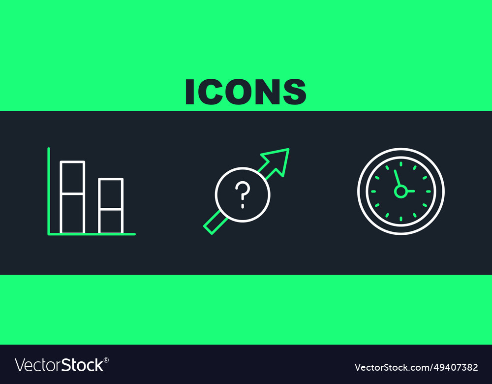Set line clock graph chart diagram and arrow icon vector image Set line clock graph chart diagram and arrow icon