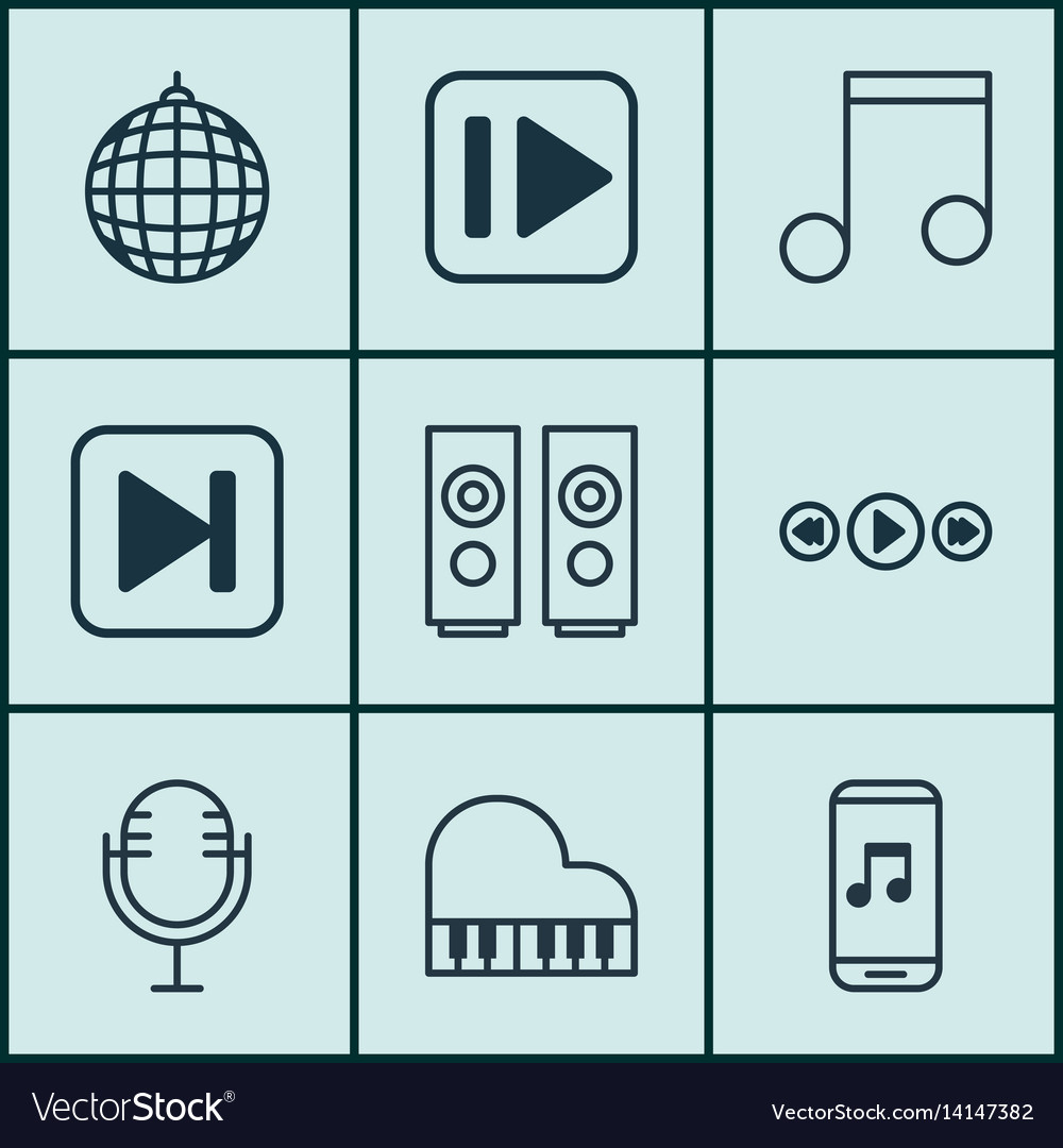 Set of 9 audio icons includes skip song