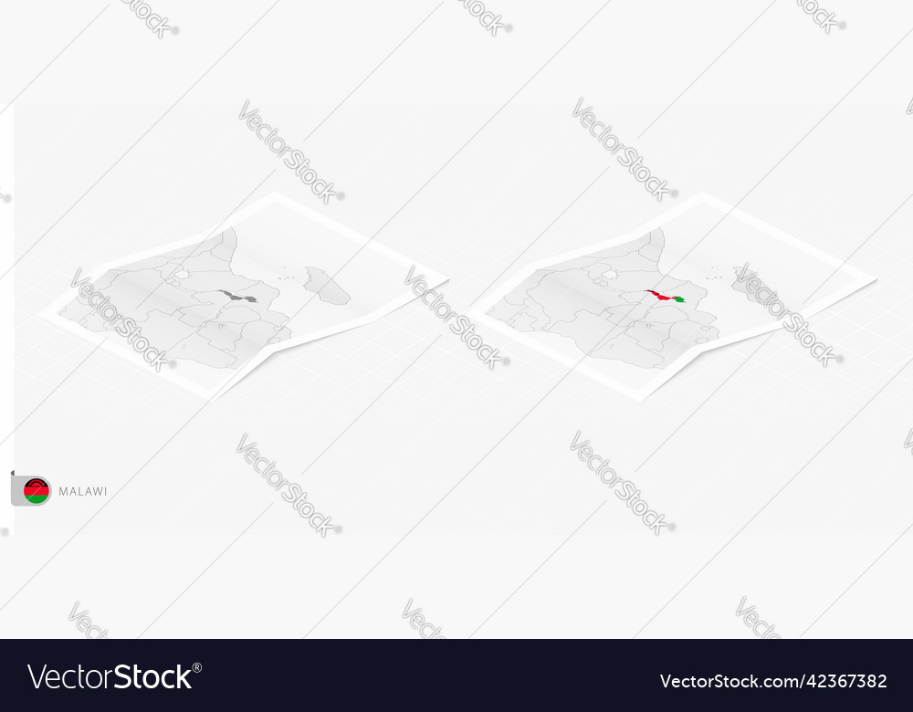 Set of two realistic map malawi with shadow