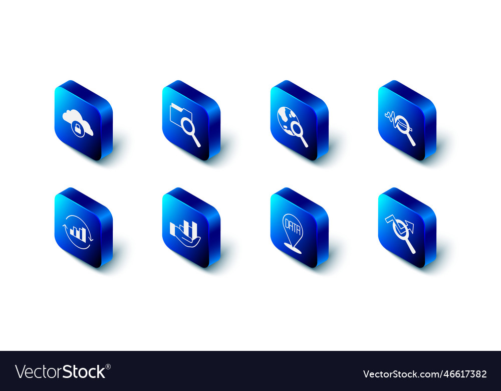 Set search with folder globe data analysis vector image Set search with folder globe data analysis