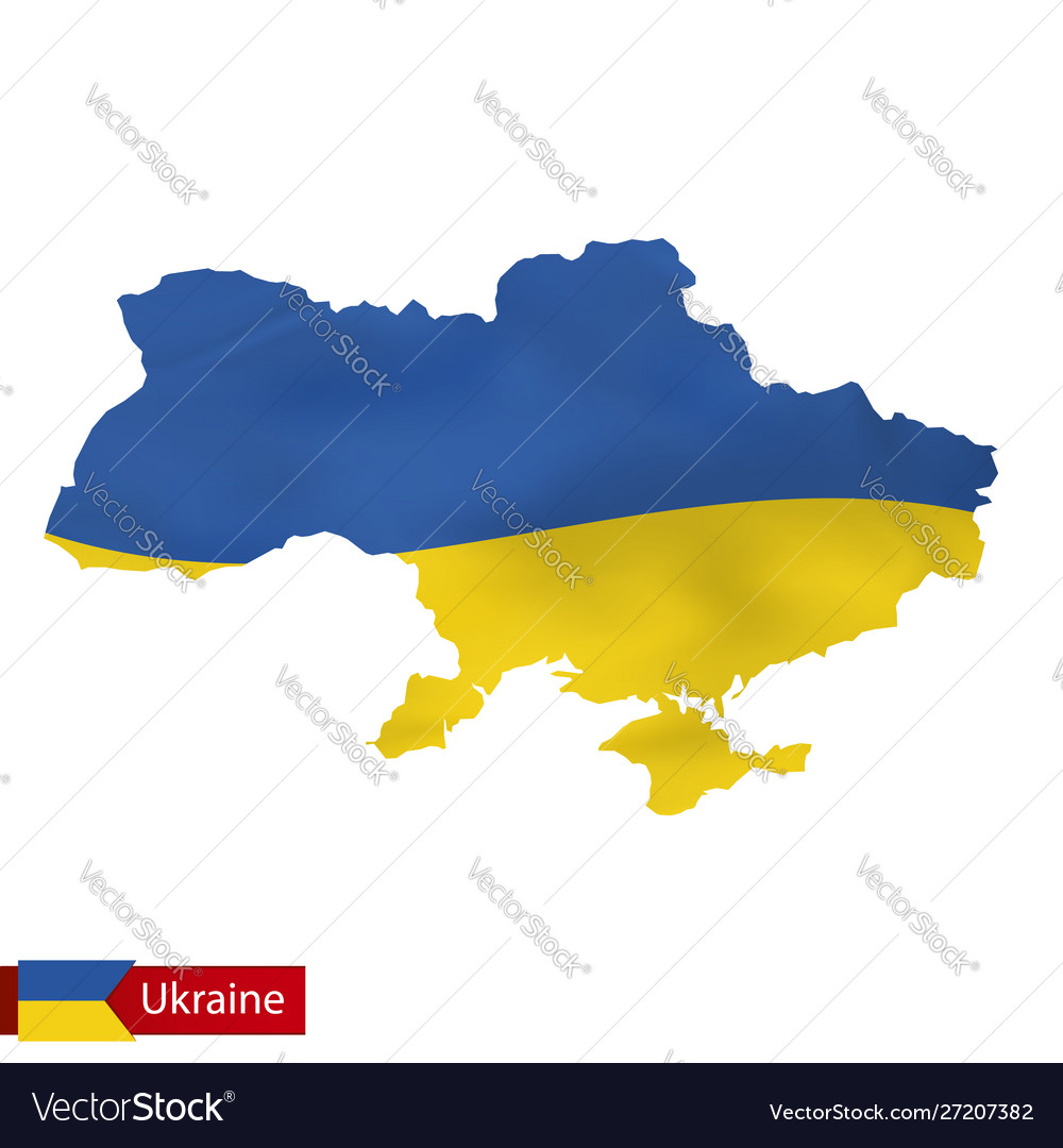 Ukraine map with waving flag Royalty Free Vector Image