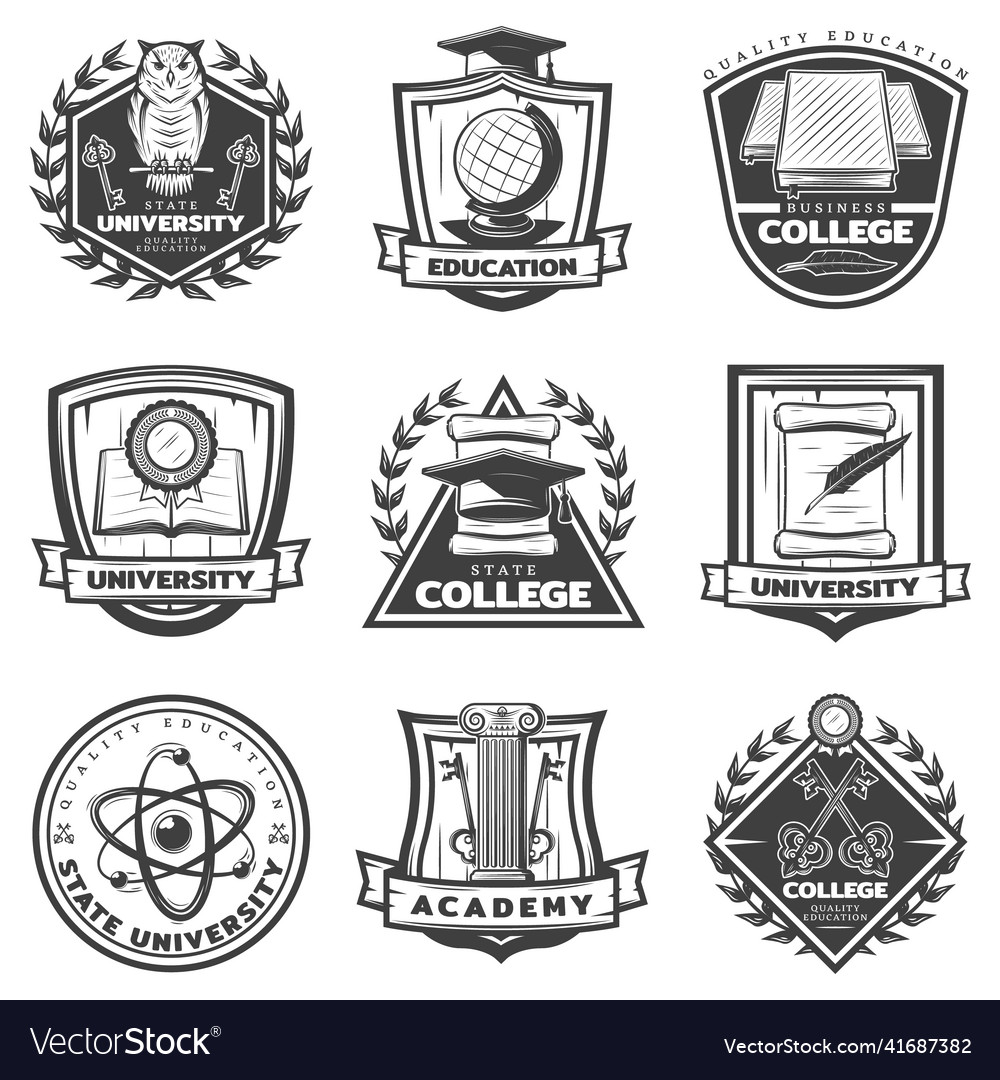 Vintage monochrome educational labels set Vector Image