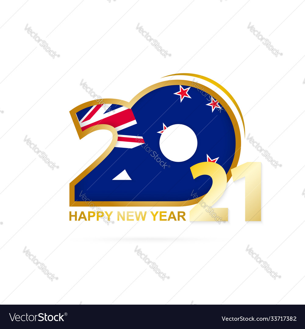 Year 2021 with new zealand flag pattern happy Vector Image