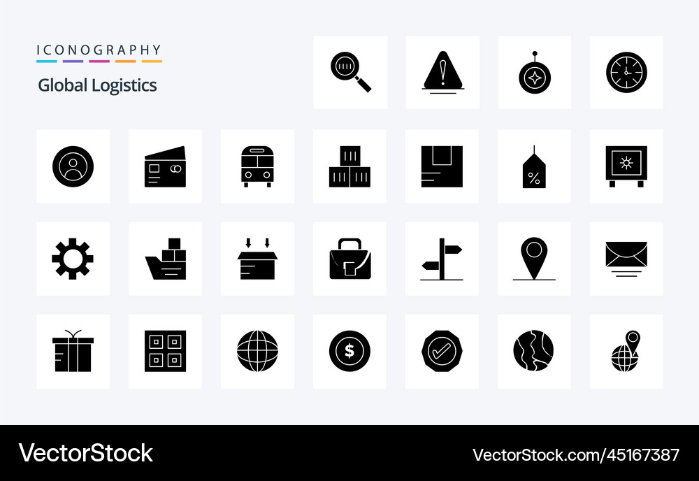 25 global logistics solid glyph icon pack – Royalty-Free Vector ...
