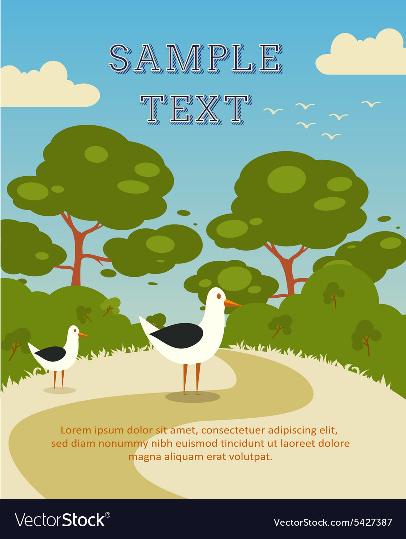 Background with tree bird cloud