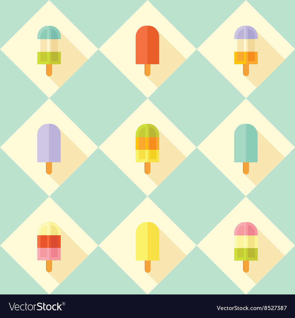 Flat seamless pattern with popsicles