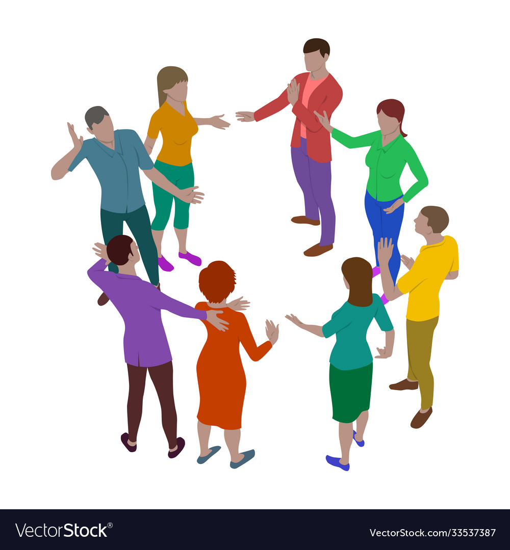 Stand in the circle. Standing in a circle.