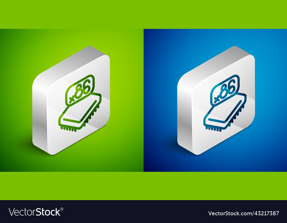 Isometric line computer processor vector image Isometric line computer processor