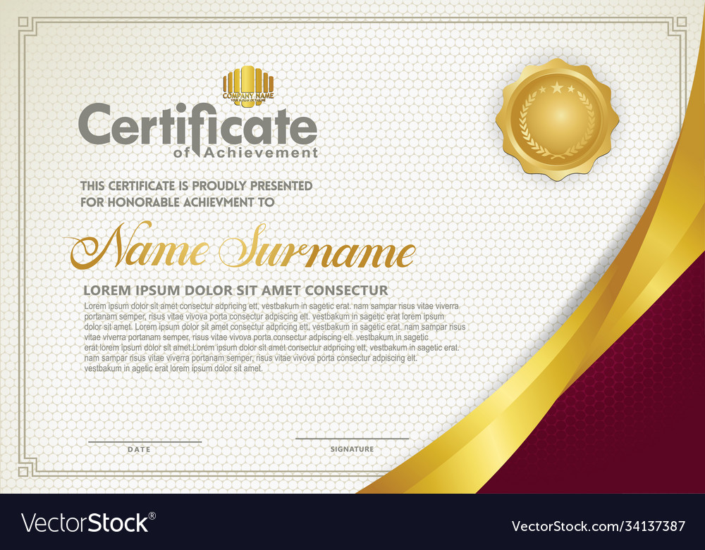 Luxury horizontal certificate template Royalty Free Vector