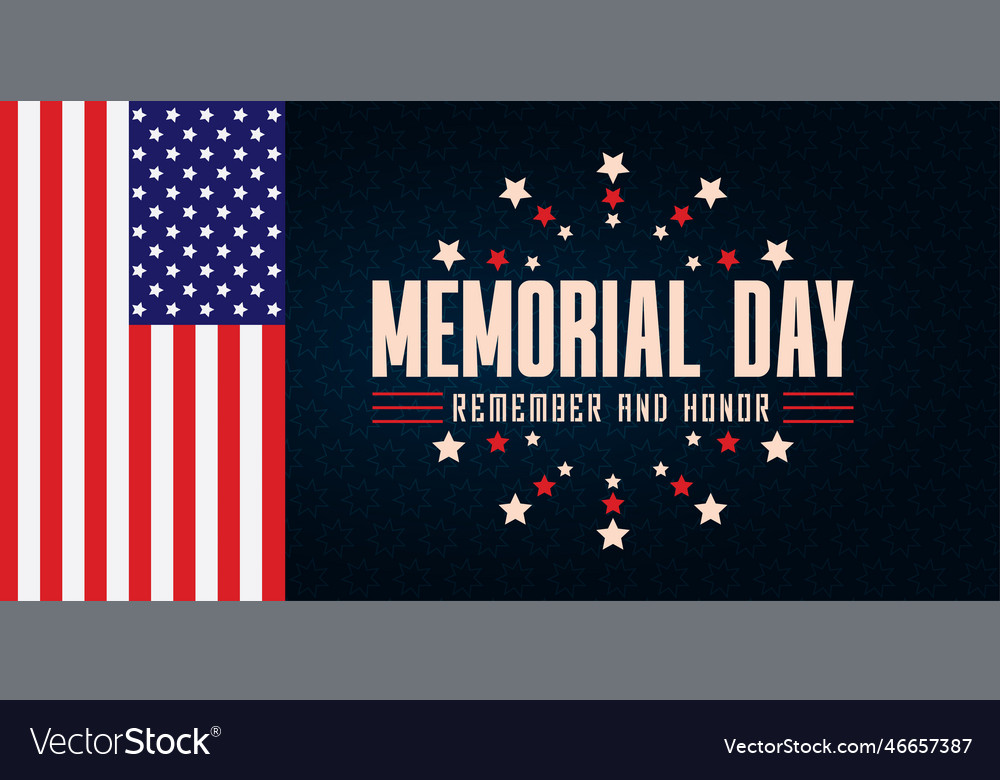 Memorial day poster design with flag file Vector Image