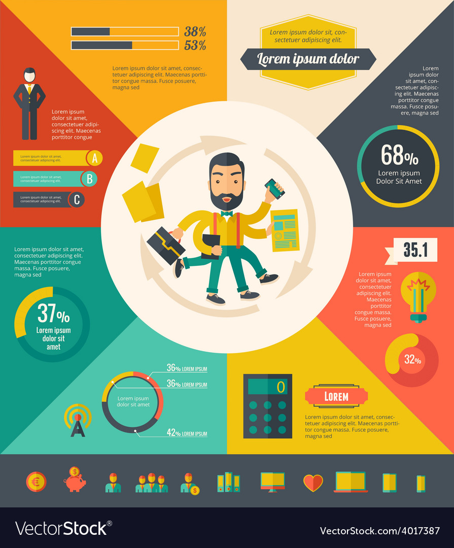 Multitasking infographic elements Royalty Free Vector Image