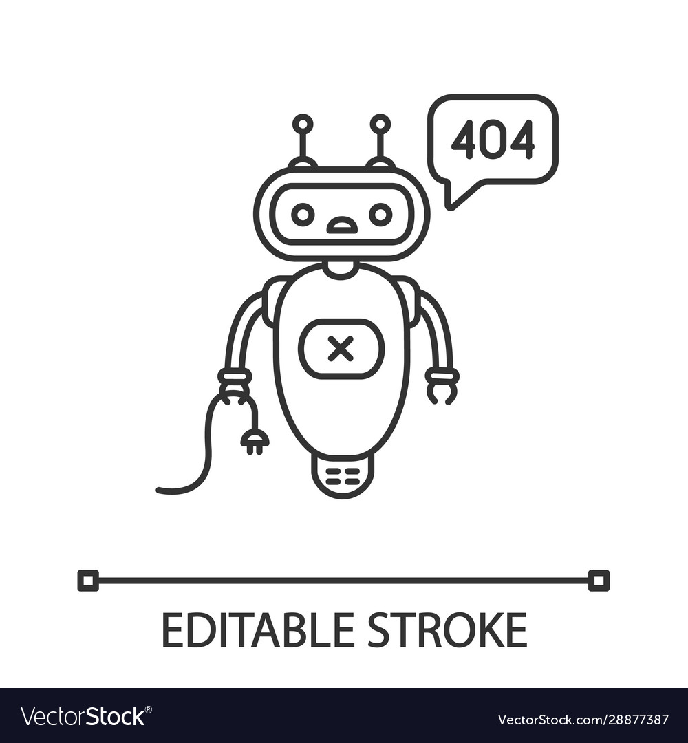 Not found error chatbot linear icon vector image Not found error chatbot linear icon