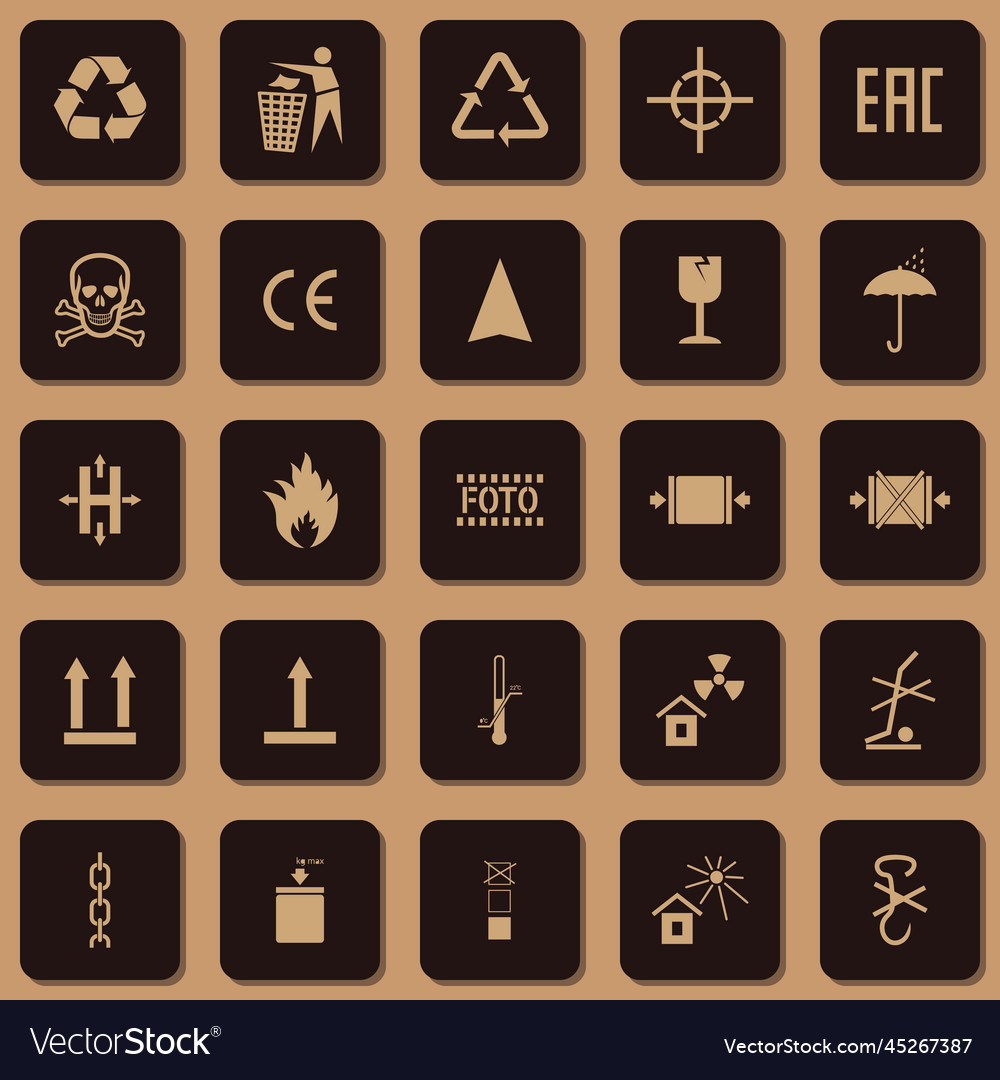 Packing icon collection including fragile vector image Packing icon collection including fragile