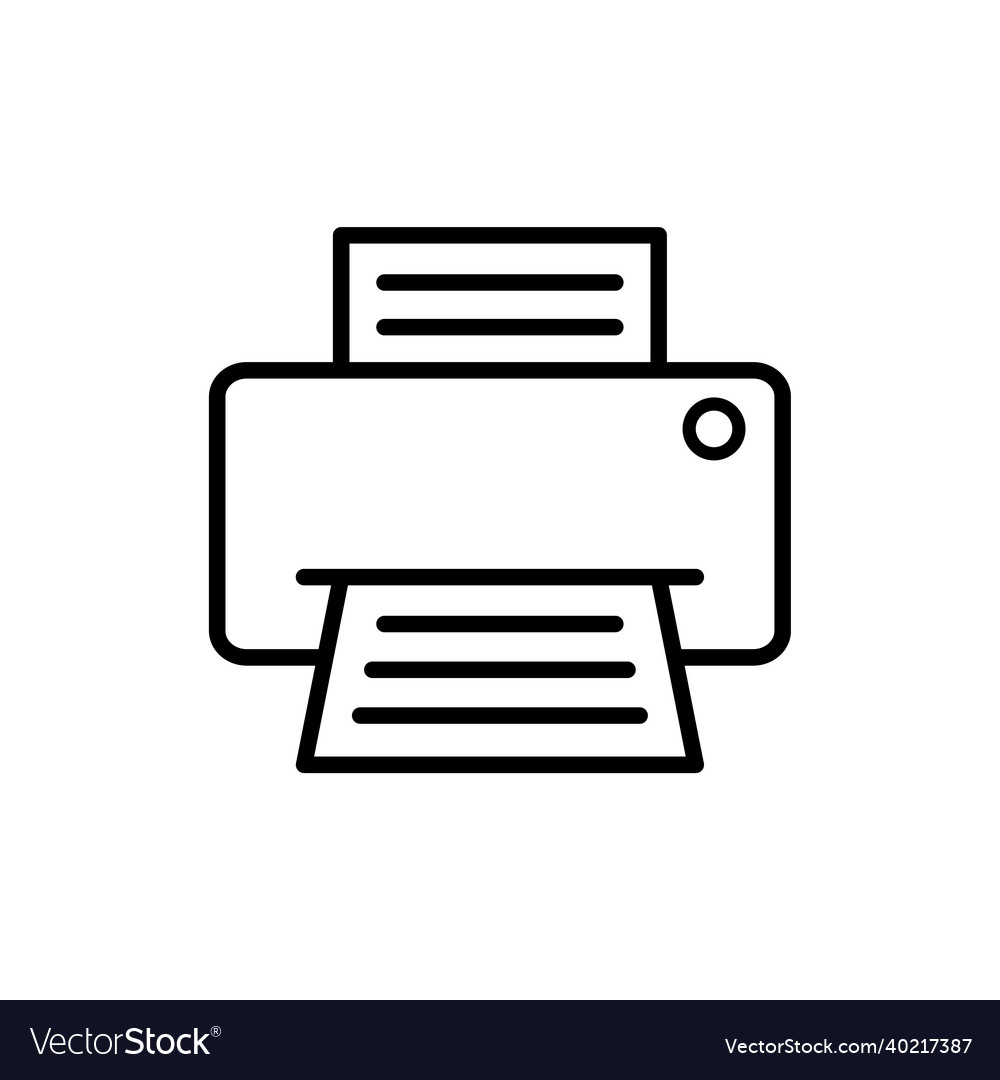 Printer machine icon with outline style vector image Printer machine icon with outline style