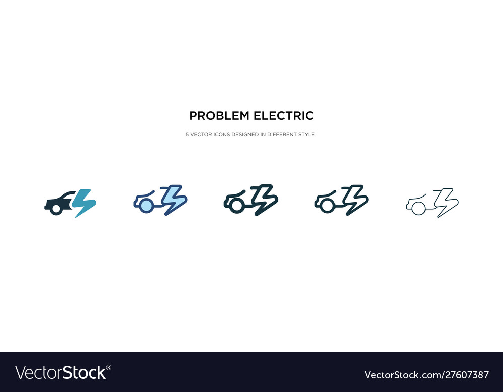 Problem electric icon in different style two vector image Problem electric icon in different style two