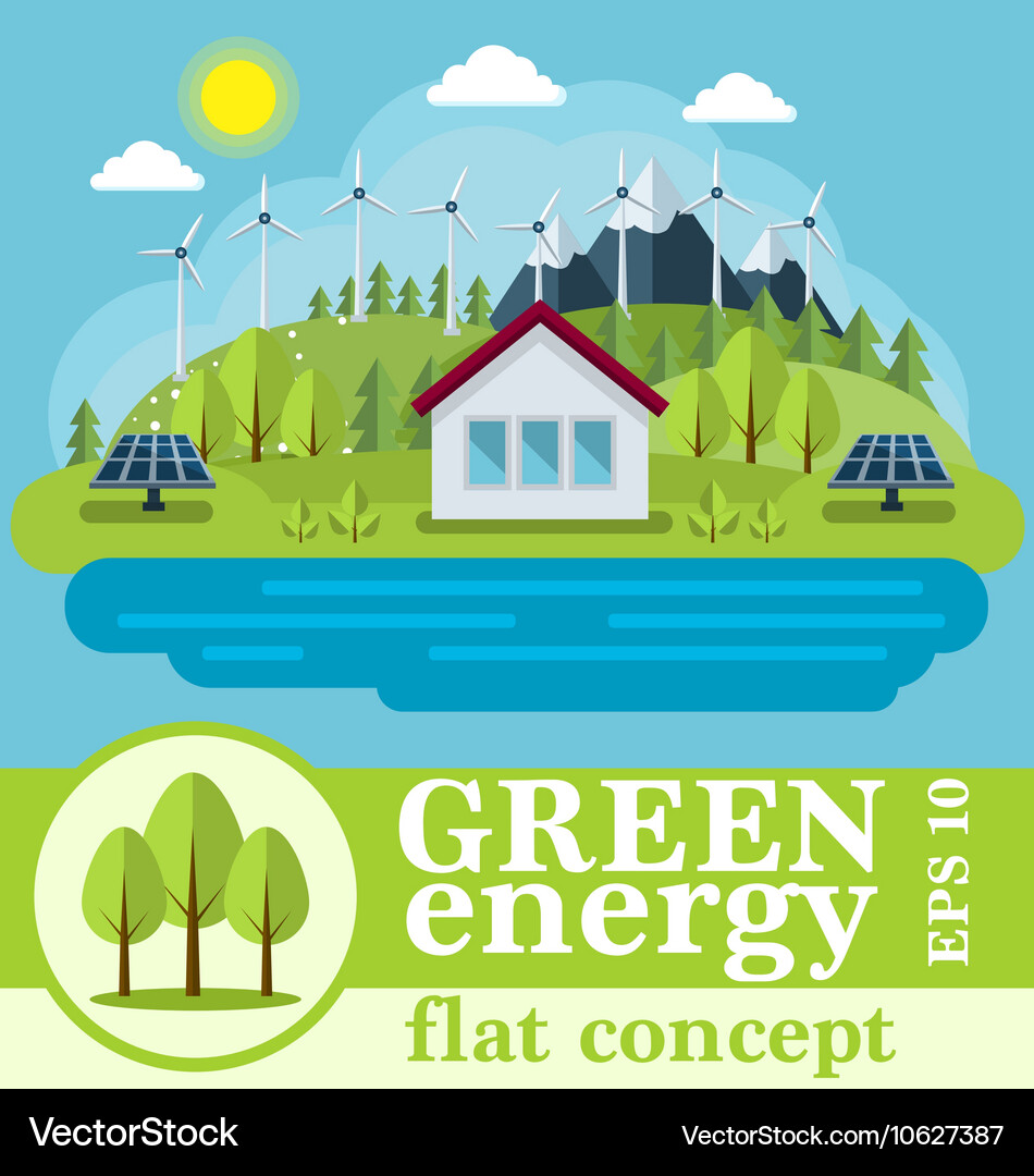 Safe green energy concept in a flat style Vector Image
