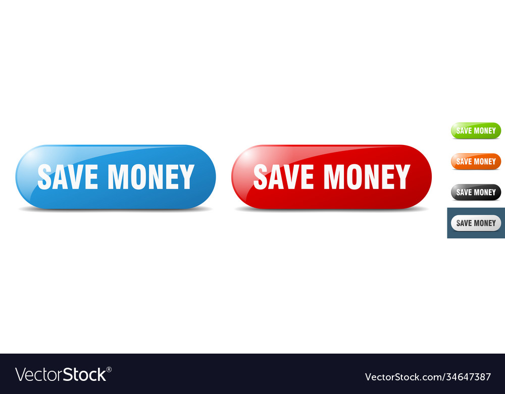 Save money button key sign push set