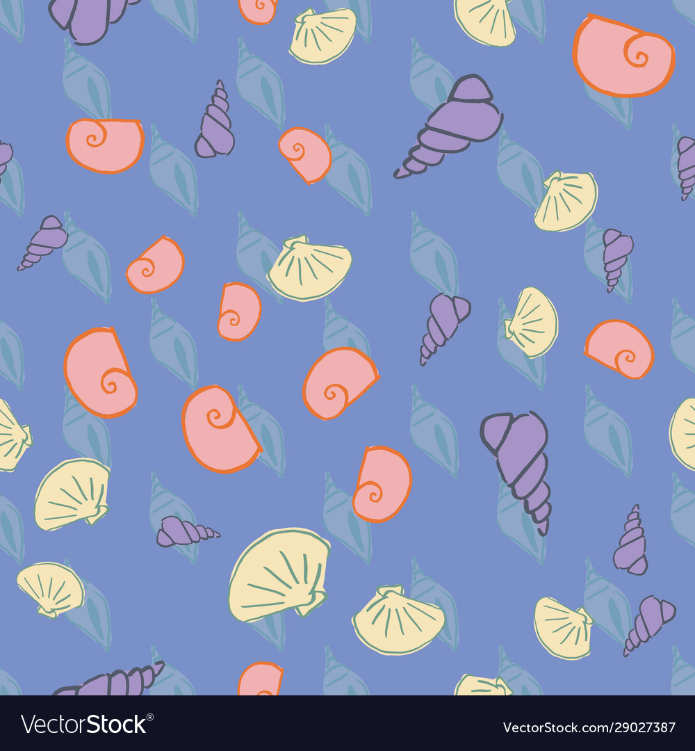 Sea shells seamless pattern design vector image Sea shells seamless pattern design