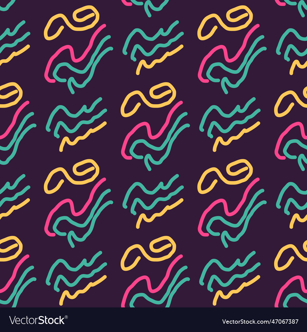 Seamless color pattern of linear doodle squiggles Vector Image Seamless color pattern of linear doodle squiggles