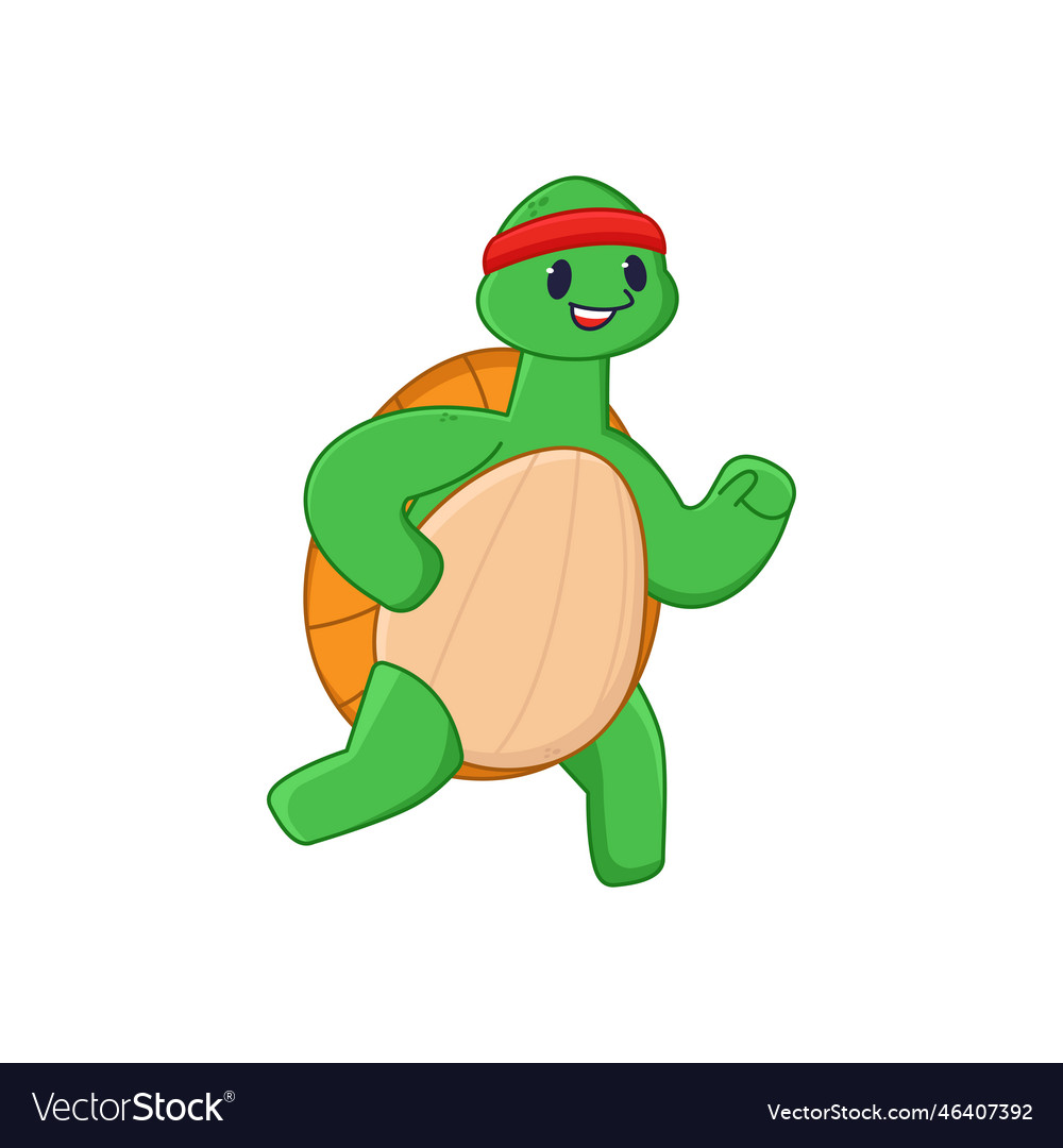 Active turtle cartoon character running vector image Active turtle cartoon character running