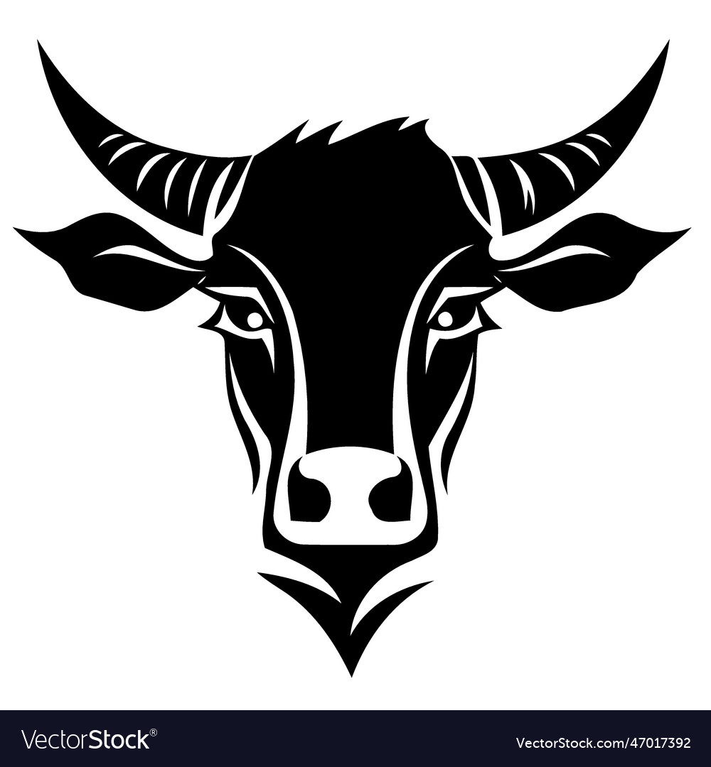 Black and white cow head logo Royalty Free Vector Image