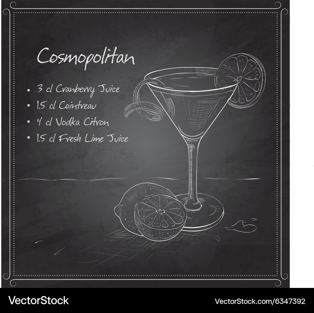 Cosmopolitan on black board Royalty Free Vector Image