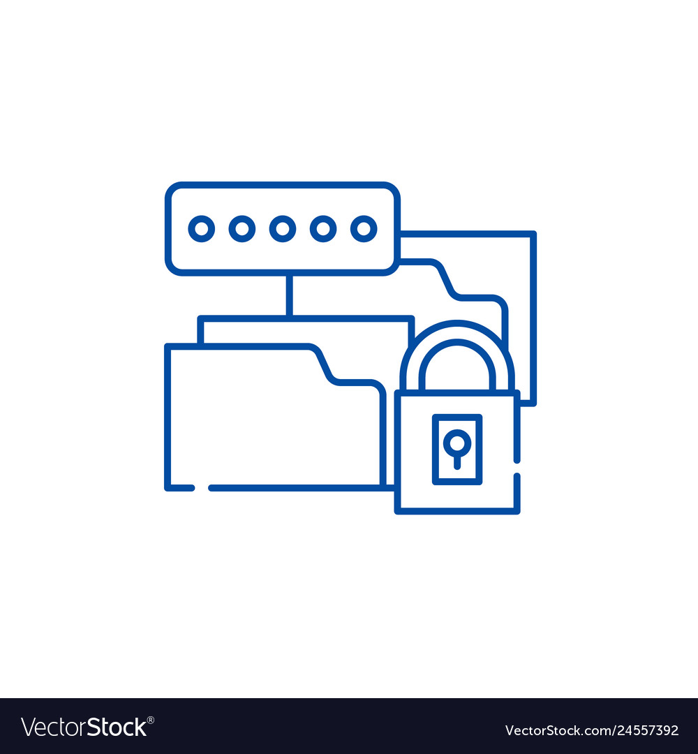 Data encryption line icon concept